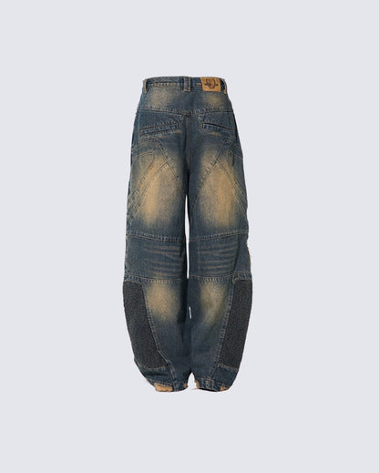 Urban Deconstructed Style Biker Jeans