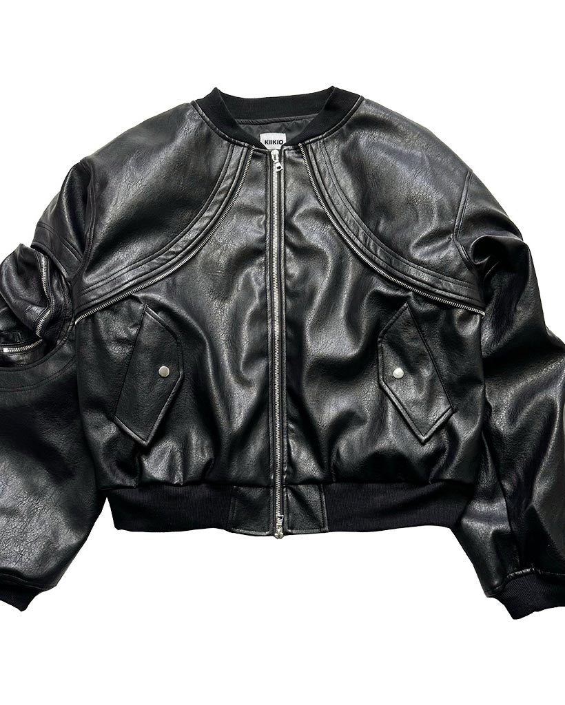 Verromodas Sleek Leather Flight Cotton Jacket