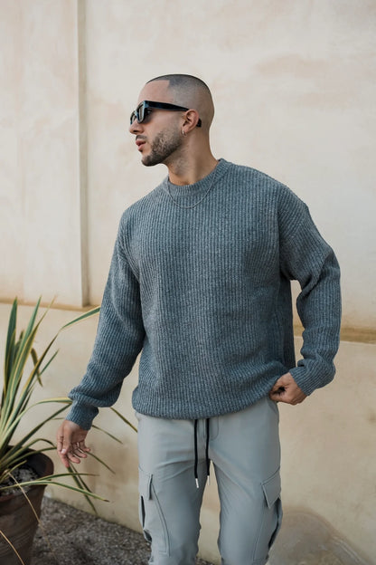 WOOL KNITTED SWEATER - GREY