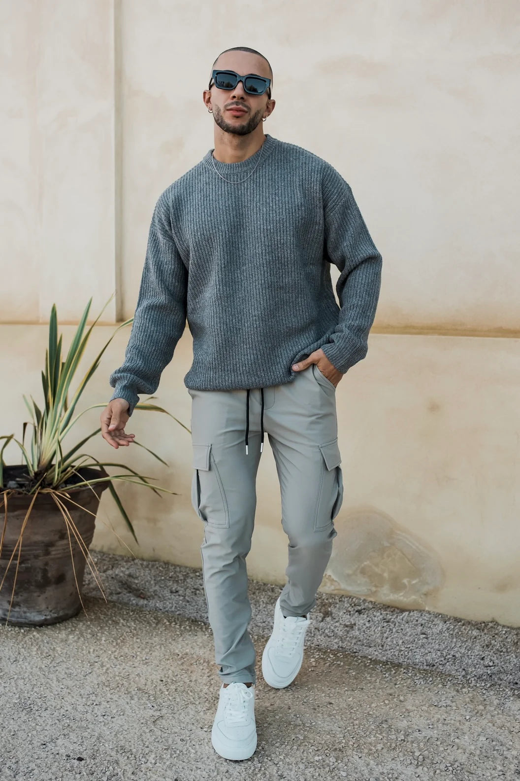 WOOL KNITTED SWEATER - GREY