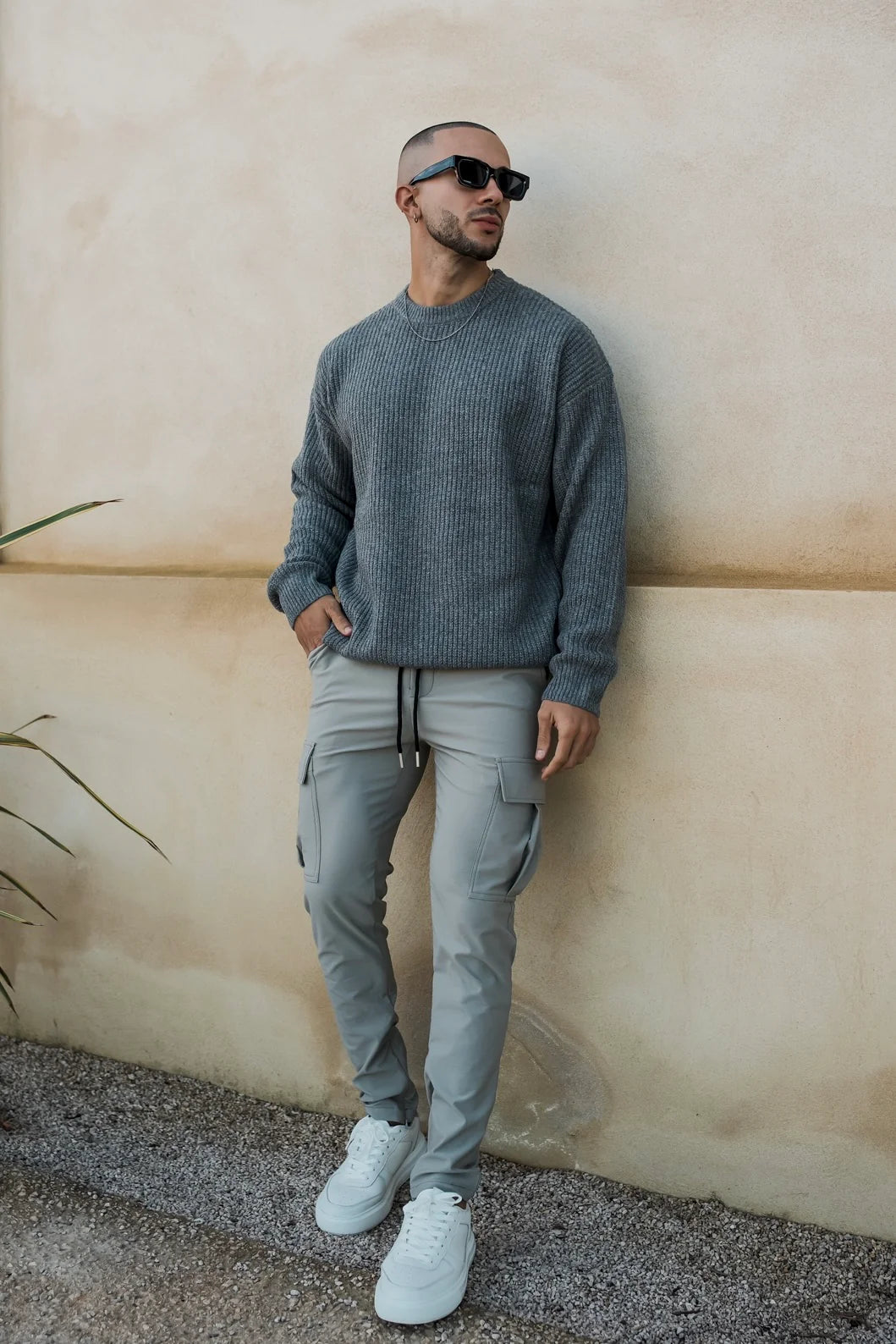 WOOL KNITTED SWEATER - GREY